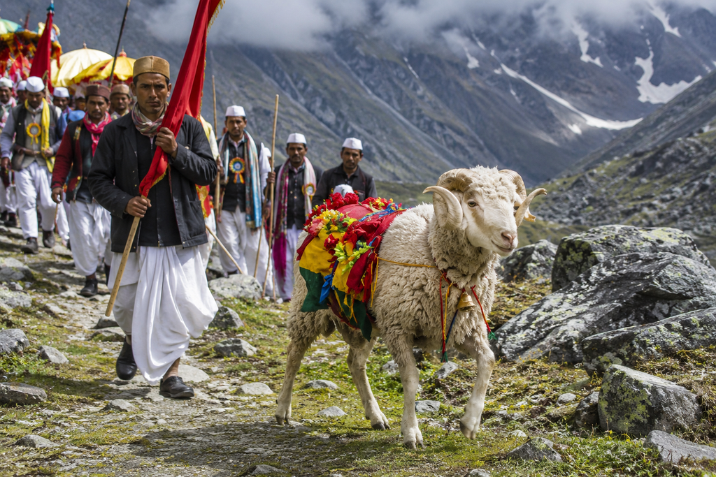 Chausinghya Khadu leading the traditional Nanda Devi Raj Jat through the Himalayas