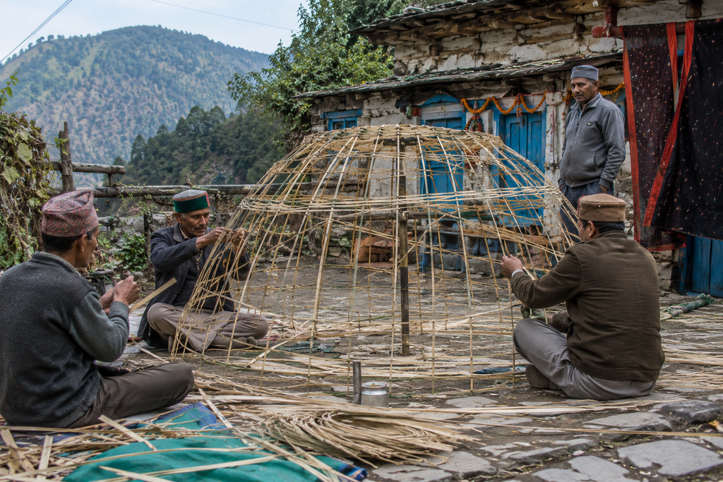 Local people preparing a traditional Chantoli associated with the Nanda Devi Raj Jat in Uttarakhand.