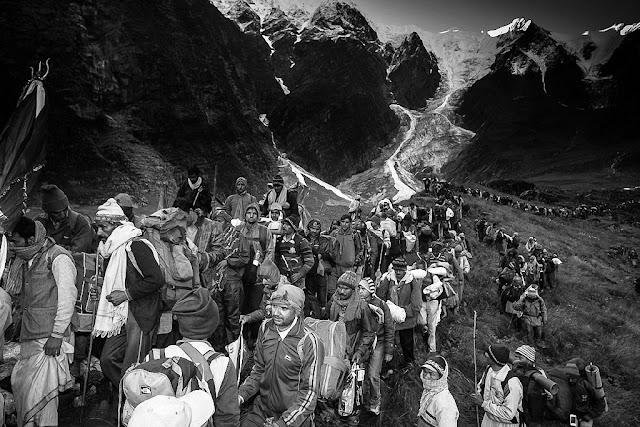 Difficult Himalayan route of Nanda Devi Raj Jaat Yatra with changing altitude