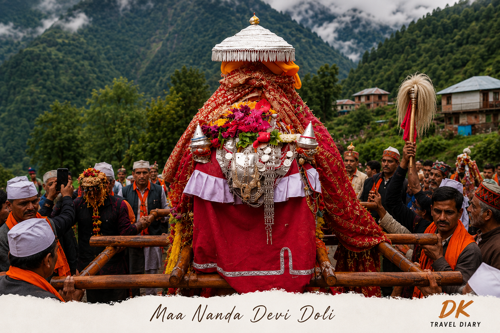 Maa Nanda Devi doli during Nanda Devi Raj Jat in Uttarakhand